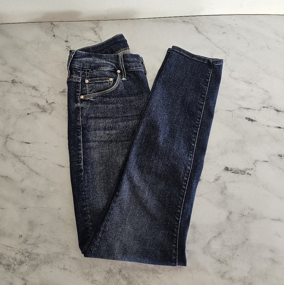 MOTHER The Looker Crop On The Edge Blue High Rise Skinny Jeans 25 Preowned - Picture 4 of 10
